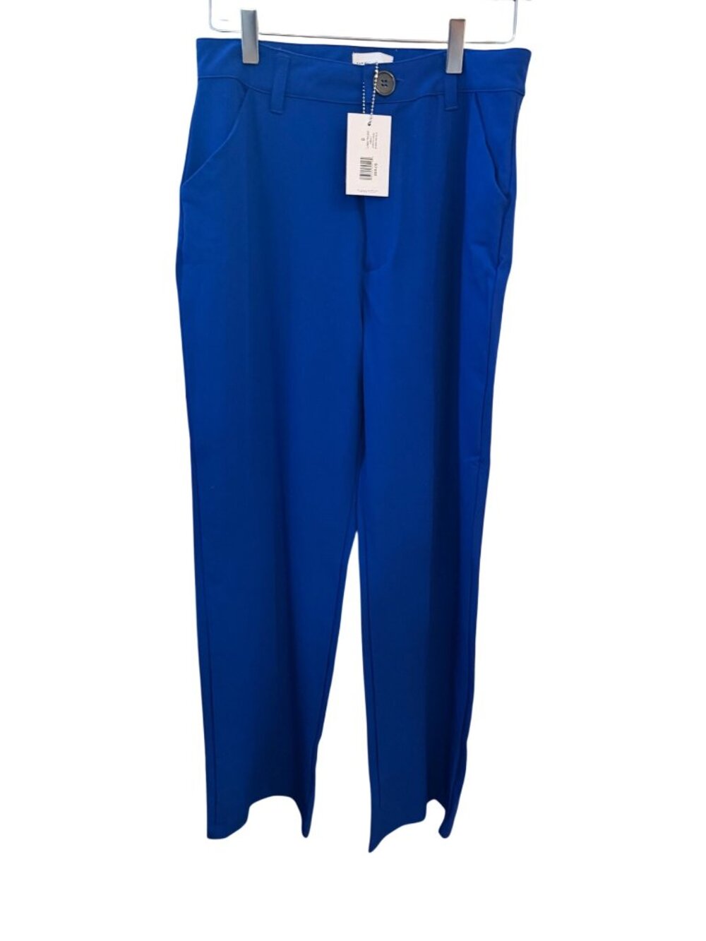 NWT Danielle Bernstein WeWoreWhat Blue Wide Leg Pants Size 8 High Rise Stretch
